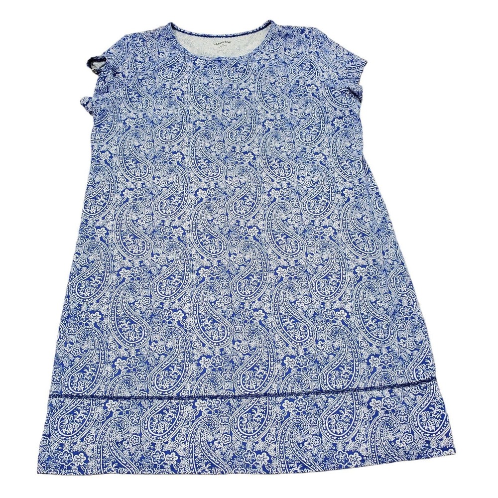 Land's End Women's Size L Short Sleeve Knee Length Paisley Swim Dress